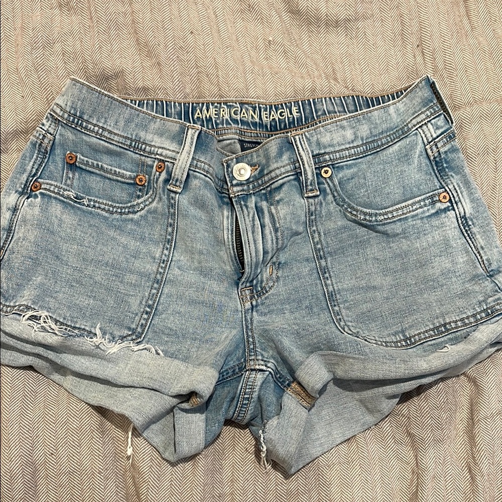 American Eagle Outfitters Blue Jean Shorts Distressed Style